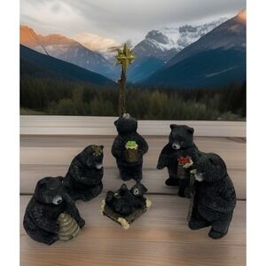 Black Bear Pageant By Roman 6 Piece Nativity Set Wise Men Bearing Gifts With Box